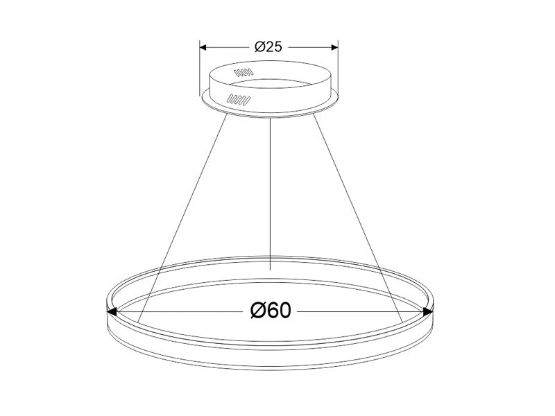 Luminaria de suspensión CCT (blanco dual 3000K-6000K) con mando a distancia que permite múltiples composiciones creativas en combinación con otras lámparas RING. Dispone de dos aros de difusión (inferior y superior) de acrílico opalizado que crea un ambiente perfecto para cualquier estancia.