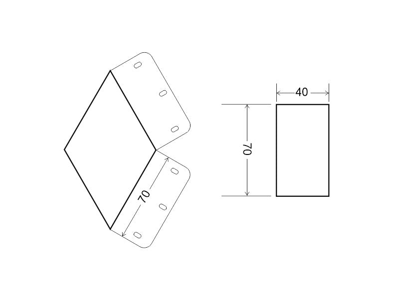 Pieza de conexión de las luminaria de suspensión lineal MOD. Se pueden hacer composiciones modulares con múltiples formas de forma suspendida o en superficie con los módulos de conexión opcionales.