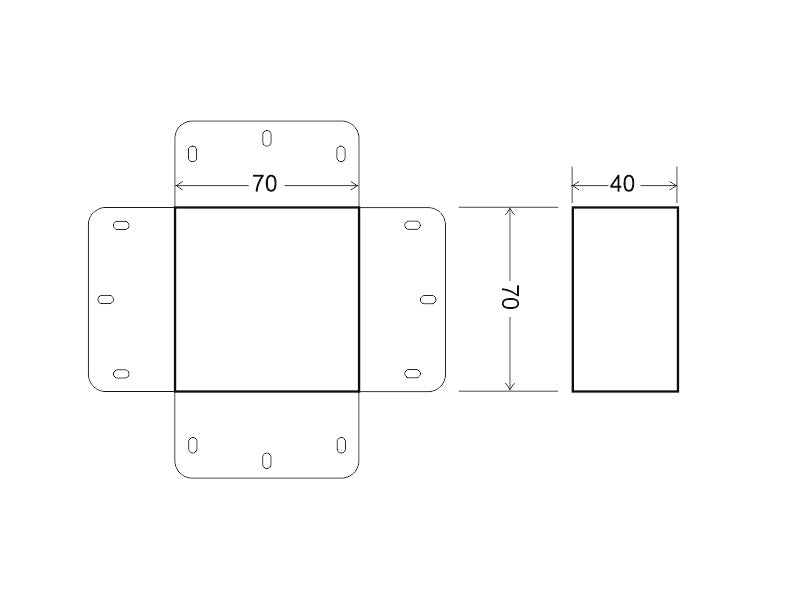 Pieza de conexión de las luminaria de suspensión lineal MOD. Se pueden hacer composiciones modulares con múltiples formas de forma suspendida o en superficie con los módulos de conexión opcionales.