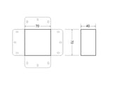 Pieza de conexión de las luminaria de suspensión lineal MOD. Se pueden hacer composiciones modulares con múltiples formas de forma suspendida o en superficie con los módulos de conexión opcionales.