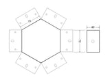 Pieza de conexión de las luminaria de suspensión lineal MOD. Se pueden hacer composiciones modulares con múltiples formas de forma suspendida o en superficie con los módulos de conexión opcionales.