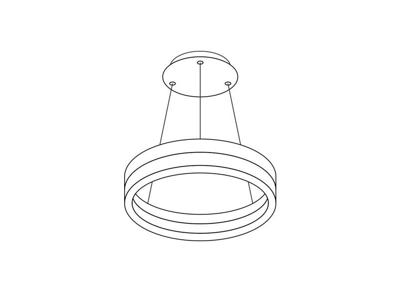 Luminaria de suspensión que permite múltiples composiciones creativas en combinación con otras lámparas RING. La difusión de la luz en todo el anillo a través de un policarbonato opalizado de alta difusión crea un ambiente perfecto para cualquier estancia.