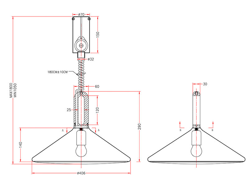 KOLOS es una de lámpara colgante con cuerpo de acero dorado e interior lacado de generosas dimensiones y un sistema de poleas y cable en espiral para regular su altura en cualquier momento de forma cómoda. Un diseño minimalista industrial ideal para crear ambientes de especial belleza en cualquier espacio.