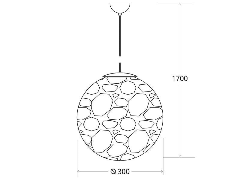 DURR es una de lámpara colgante con forma de esfera rugosa y diferentes texturas que simboliza una luna creando una especial atmósfera que la convierte en una singular obra de arte.