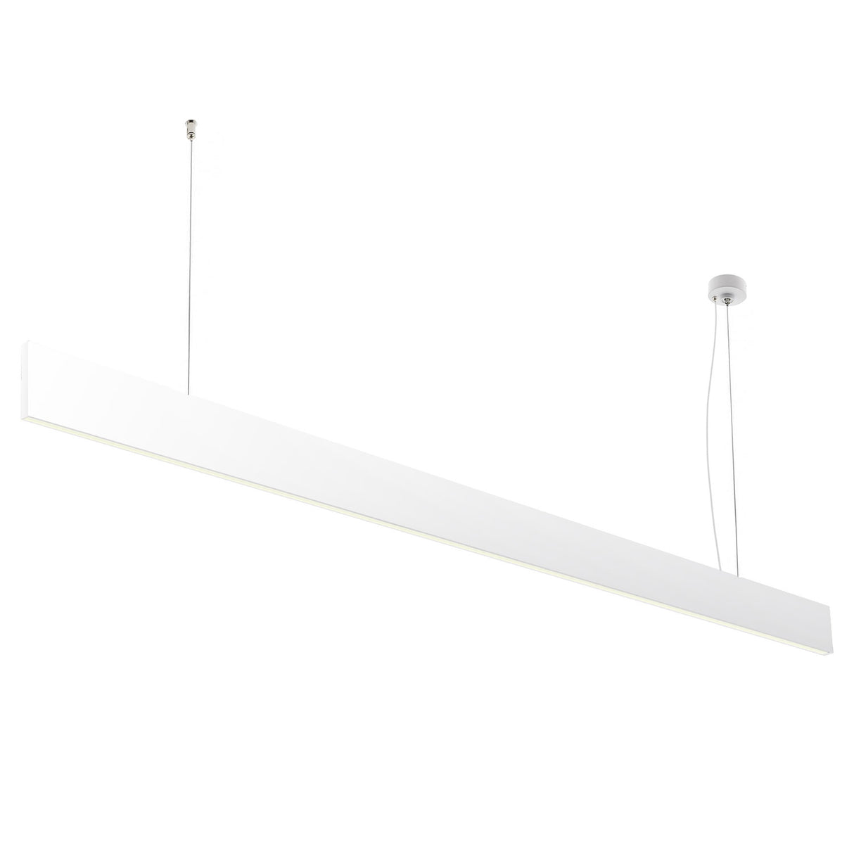 Luminaria lineal suspendida con un diseño arquitectónico en donde la última tecnología led es adaptada a la simplicidad de la lámpara de forma lineal que ofrece una luz difusa y suave. Es un verdadero punto de atracción en la decoración de cualquier ambiente.