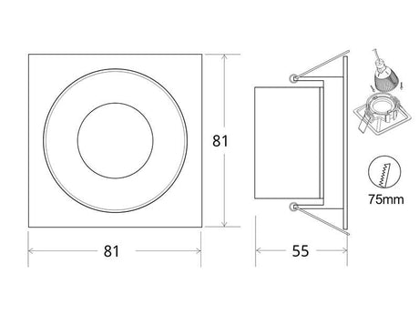 Spot de techo Led para la iluminación general de todo tipo de ambientes. De estilo minimalista fabricada en aluminio de alta calidad y forma cuadrada para empotrar en el techo.