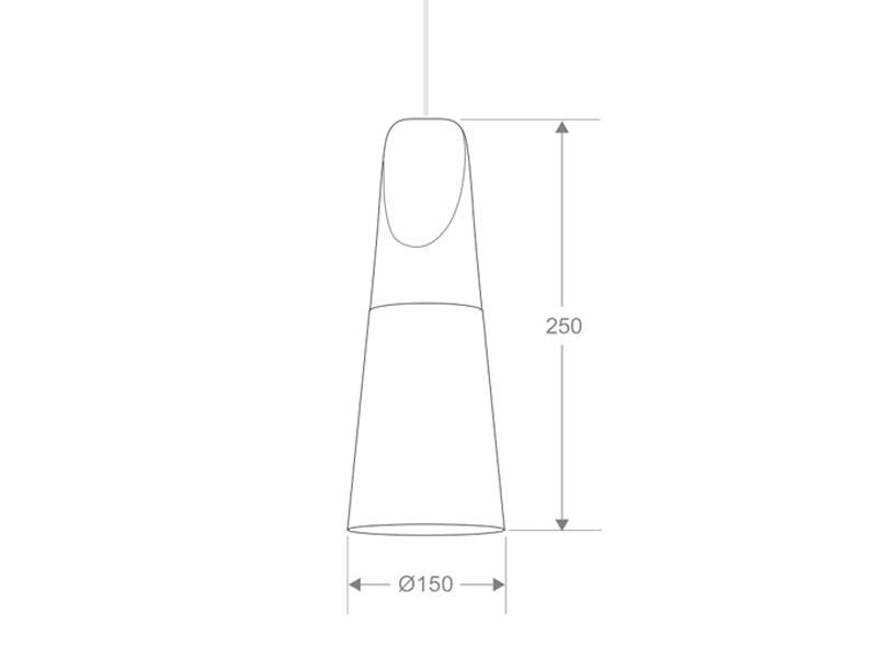 Lámpara colgante para Bombillas LED E27. KONO es una colección de lámparas colgantes, con un cuerpo hecho de madera maciza y una lámina de aluminio de alta calidad y lacado en color para envolver la bombilla que se convierte en un punto esencial de la luz.