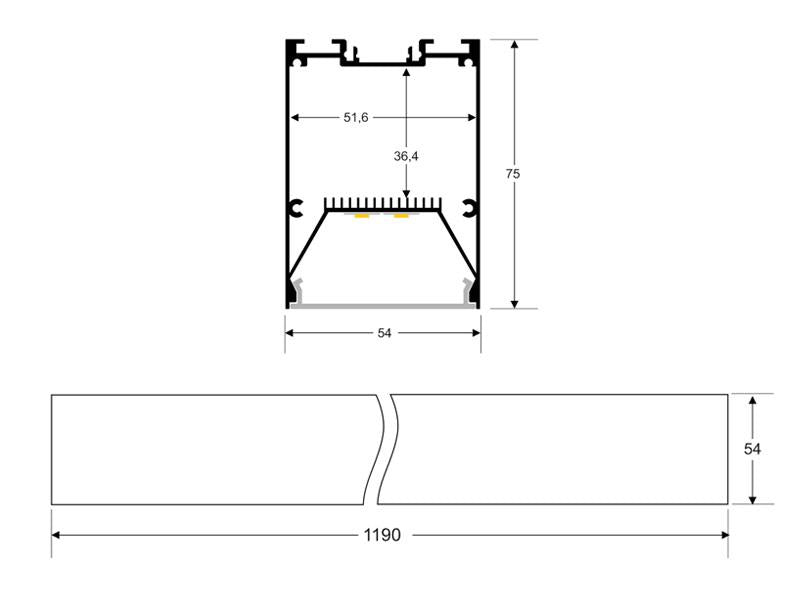 Luminaria de suspensión lineal que ofrece una iluminación general a través del difusor de policarbonato opal que crea un ambiente perfecto para cualquier estancia. Luz (2700K-6500K) ajustable mediante mando a distancia.