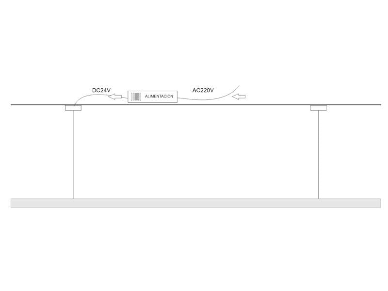 Lámpara Led de grandes dimensiones de suspensión lineal que ofrece una iluminación general a través del difusor de policarbonato opal ideal para grandes estancias, mesas de reuniones, etc. Opcionalmente puedes añadir un regulador de intensidad y efectos con mando a distancia.