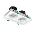 Empotrado led tipo Kardan. Luminaria totalmente orientable y fabricada en aluminio y lacada en color blanco y fondo en negro. Luminaria de gran potencia para pasillos, cocinas, baños, salones, tiendas consiguiendo una gran eficiencia energética.