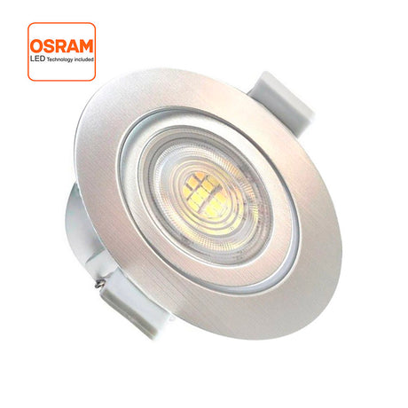 Downlight Led con Chip Osram y selector de color de luz (blanco cálido, neutro o frío) en un solo producto. Protección contra el agua IP54, especialmente diseñado para su instalación de aseos. Acabado en dorado suave.