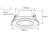 Luminaria led enpotrable con color de luz e intensidad regulable. La solución ideal para todos los proyectos de iluminación. Basculante y selector de color de luz (blanco cálido - neutro - frío) en el cuerpo de la luminaria.