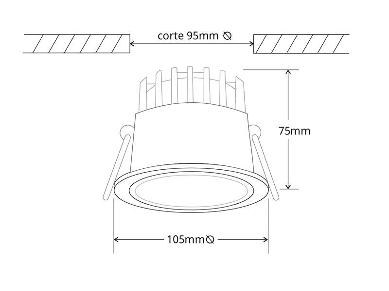 Luminaria basculante con chip Led con Chip Led Citizen. Con un índice de reproducción cromática CRI >90 que proporciona una luz espectacular para la iluminación general de todo tipo de ambientes. De estilo minimalista fabricada en aluminio de alta calidad, de forma circular para empotrar en el techo.