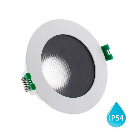 Housing compatible con el foco profesional HOTEL SPOT 9-15w de Ø55mm de diámetro. Con una gran calidad de sus materiales y acabados en lacado en color blanco mate y cristal con protección IP54 que lo hacen apto para su instalación en baños.