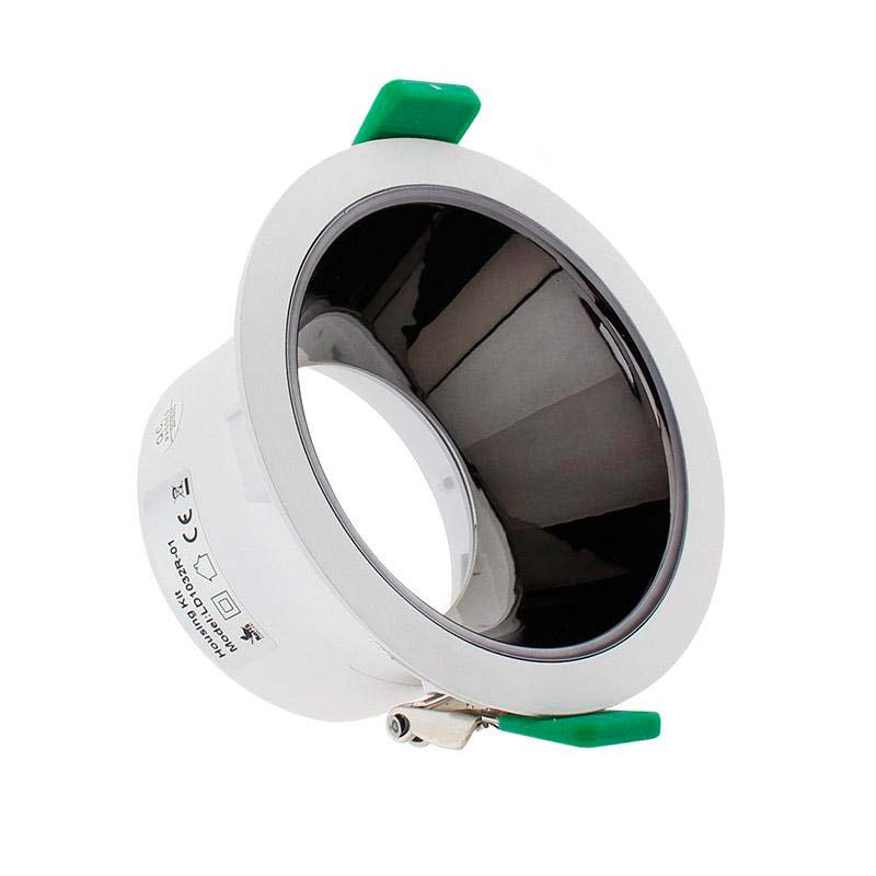 Housing compatible con el foco profesional HOTEL SPOT 24w de Ø70mm de diámetro. Con una gran calidad de sus materiales y acabados. Lacado en color blanco mate y reflector pulido en negro titanio. Fijo. Altura 55mm para alojar el spot led.