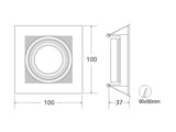 Gabinete o carcasa empotrable para alojar una bombilla led de tipo GU10 o GX5,3, similar a los convencionales portalámparas de halógenos.