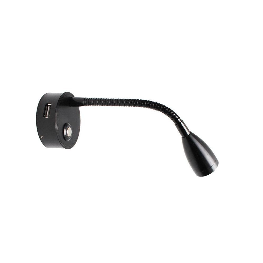Luminaria flexible de gran calidad con interruptor táctil incorporado para su intalación en pared. Ofrece iluminación focal muy apropiado para su uso como lámpara de lectura o iluminación en vitrinas.