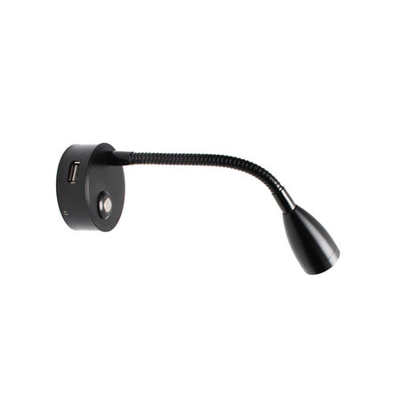 Luminaria flexible de gran calidad con interruptor táctil incorporado para su intalación en pared. Ofrece iluminación focal muy apropiado para su uso como lámpara de lectura o iluminación en vitrinas.
