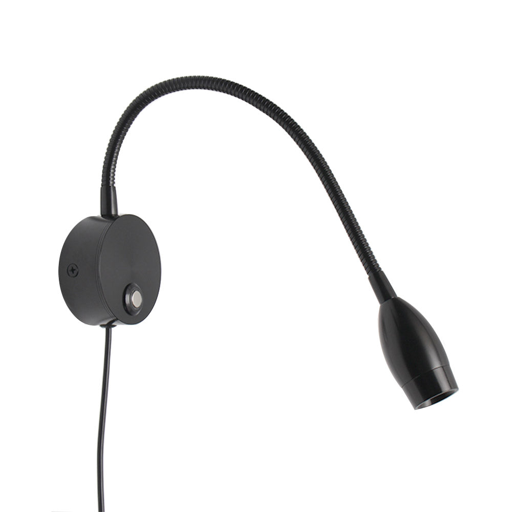 Luminaria flexible de gran calidad con interruptor táctil incorporado para su intalación en pared. Ofrece iluminación focal muy apropiado para su uso como lámpara de lectura o iluminación en vitrinas. Incluye alimentador con adaptador USB.
