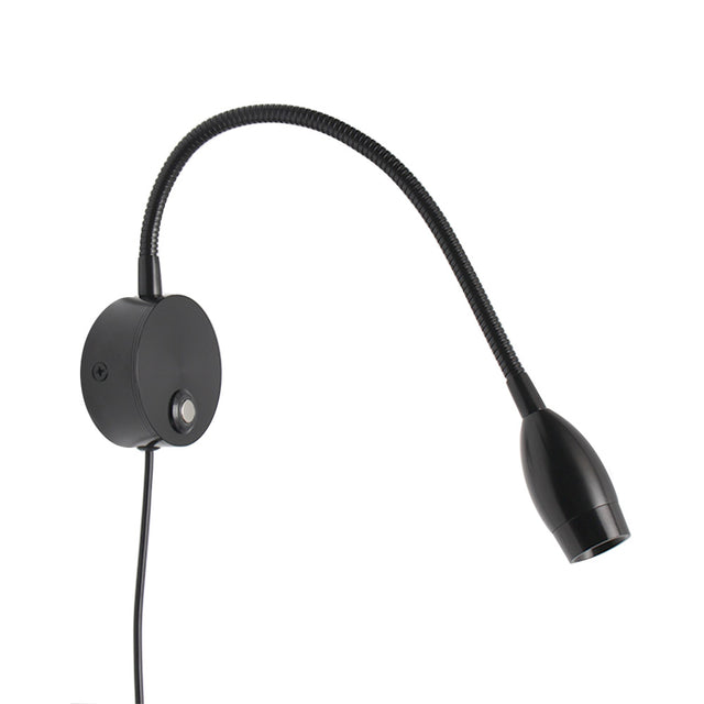 Luminaria flexible de gran calidad con interruptor táctil incorporado para su intalación en pared. Ofrece iluminación focal muy apropiado para su uso como lámpara de lectura o iluminación en vitrinas. Incluye alimentador con adaptador USB.