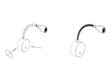 Luminaria flexible de gran calidad con interruptor táctil incorporado para su intalación en pared. Ofrece iluminación focal muy apropiado para su uso como lámpara de lectura o iluminación en vitrinas. Incluye alimentador con adaptador USB.