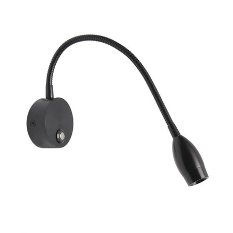 Luminaria flexible de gran calidad con interruptor táctil incorporado para su intalación en pared. Ofrece iluminación focal muy apropiado para su uso como lámpara de lectura o iluminación en vitrinas.