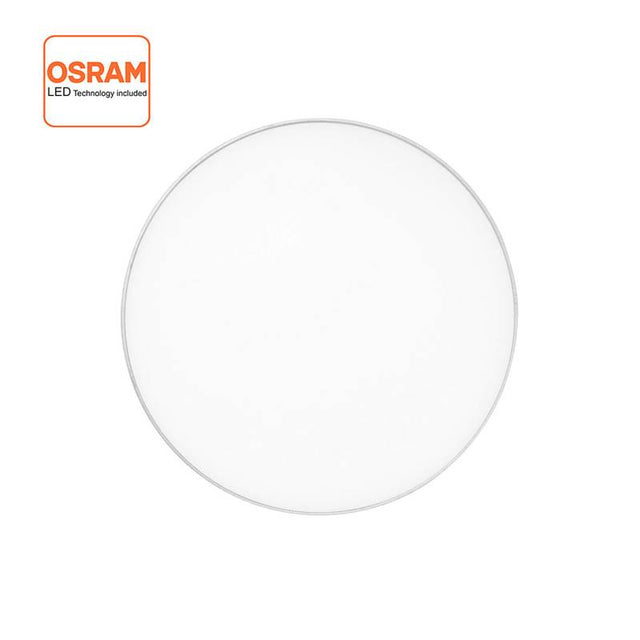 Plafón de superficie LED,  fabricado en  Aluminio + PC, la luz se expande de forma uniforme por todo el espacio. Con un acabado plata y gran potencia de 24w es un producto  de vanguardia para decoración. Regulable TRIAC