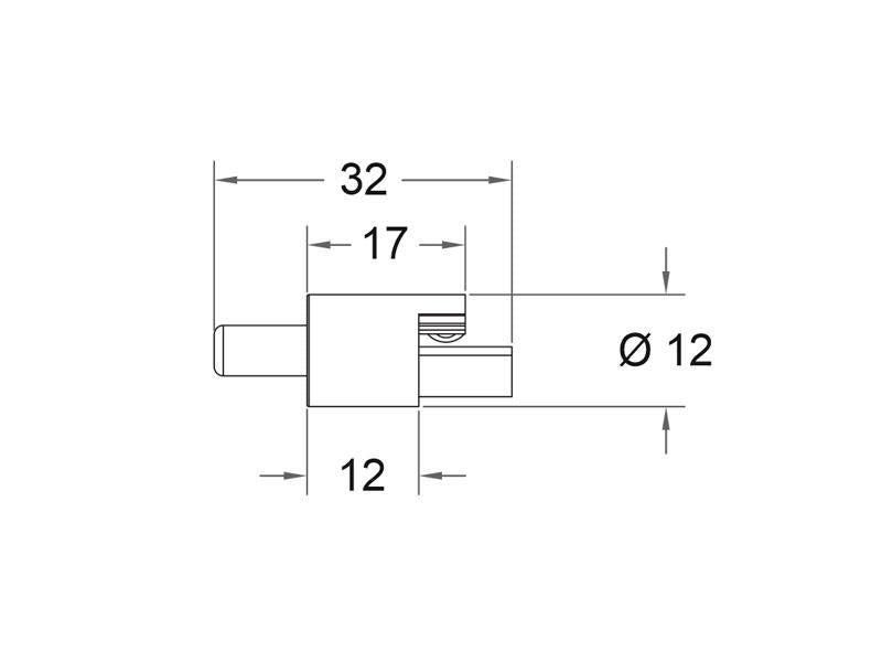 Conector DC (izquierdo) para la composición de iluminación modular de vitrinas VITRA. Iluminación Led para vitrinas.