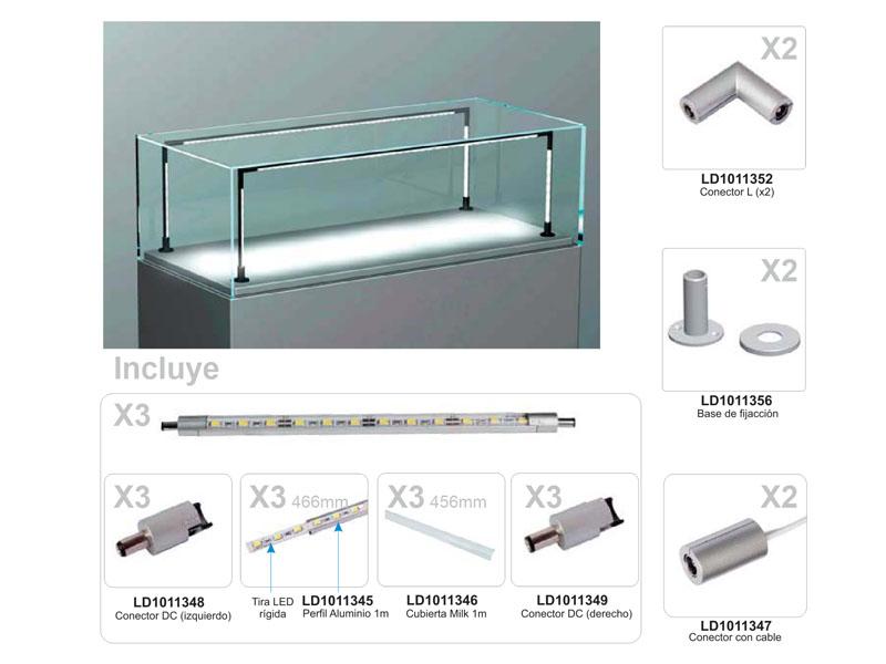 VITRA es el nuevo sistema de iluminación LED patentado que funciona como un sistema modular de fácil instalación y adaptable a cualquier tamaño de vitrina.