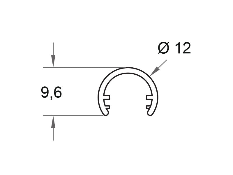 Tubo Aluminio de 2 metros de longitud para la composición de iluminación modular de vitrinas VITRA.