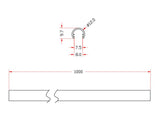 Tubo Aluminio de 1 metro de longitud para la composición de iluminación modular de vitrinas VITRA.