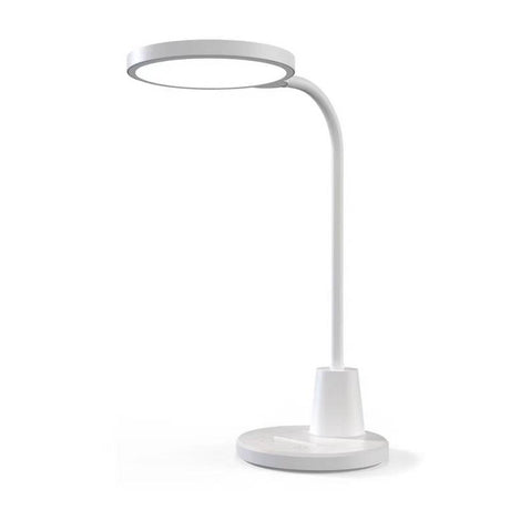 Lámpara de escritorio con botonera táctil y selector de color de luz e intensidad. Con un diseño moderno y funcional, realizado con materiales de alta calidad y chip led de alta potencia. Orientable en cualquier posición.