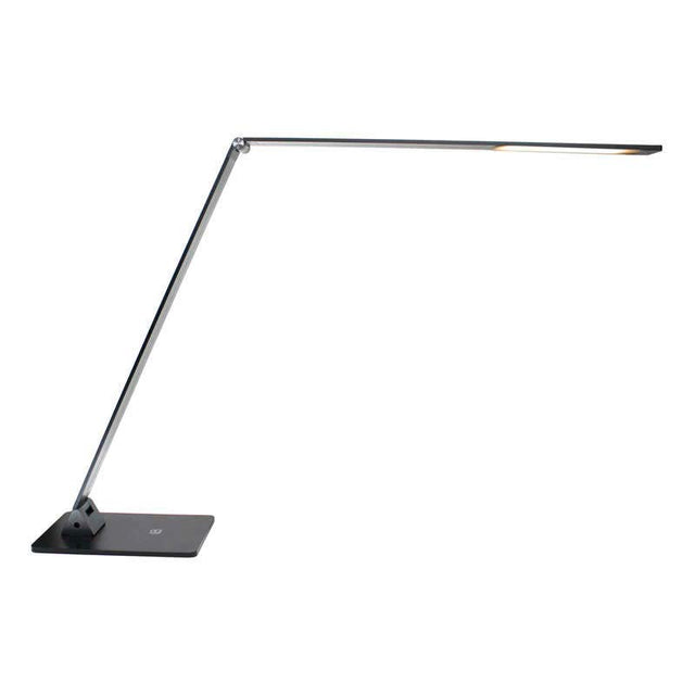 Lámpara de escritorio, flexo Led, de grandes dimensiones con dos brazos articulados y luminaria led de LG de alta potencia, conector USB para carga de dispositivos integrado en la base. Con un diseño estilizado, moderno y funcional, realizado con materiales de la más alta calidad en acero y aluminio. su brazo flexible permite dirigir su haz de luz en cualquier dirección.