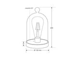 Fanal decorativo LED Bell JAR, una luminaria evocadora del recuerdo de décadas pasadas, una lámpara que muestra la simplicidad del primer emisor de luz. Una bombilla filamentosa ególatra, protegida por un fanal de vidrio.