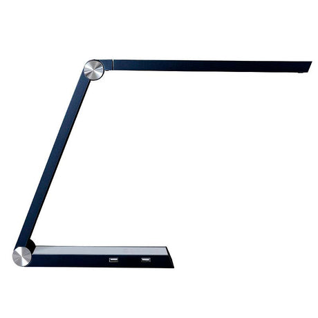 Lámpara de escritorio de diseño exclusivo. Incorpora botonera táctil con selector de intensidad y color de luz. Cargador inalámbrico TI de última generación y conectores USB para la carga de tus dispositivos móviles. Chip Led LG de altas prestaciones. Realizado con materiales de alta calidad, su brazo articulado permite dirigir su haz de luz en cualquier dirección.