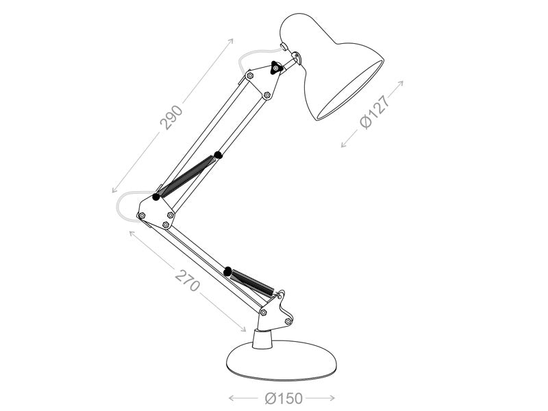 Lámpara led de estudio con brazo articulado que permite dirigir su haz de luz en cualquier dirección. Control táctil con selector de intensidad. Con un diseño clásico y funcional. Realizado con materiales de alta calidad. 