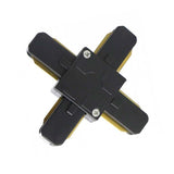 Conector para unir carriles en forma de X. Color negro. De fácil instalación