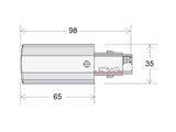 Conector de alimentación eléctrica para el extremo del carril. Se suministra con tapa final ciega.