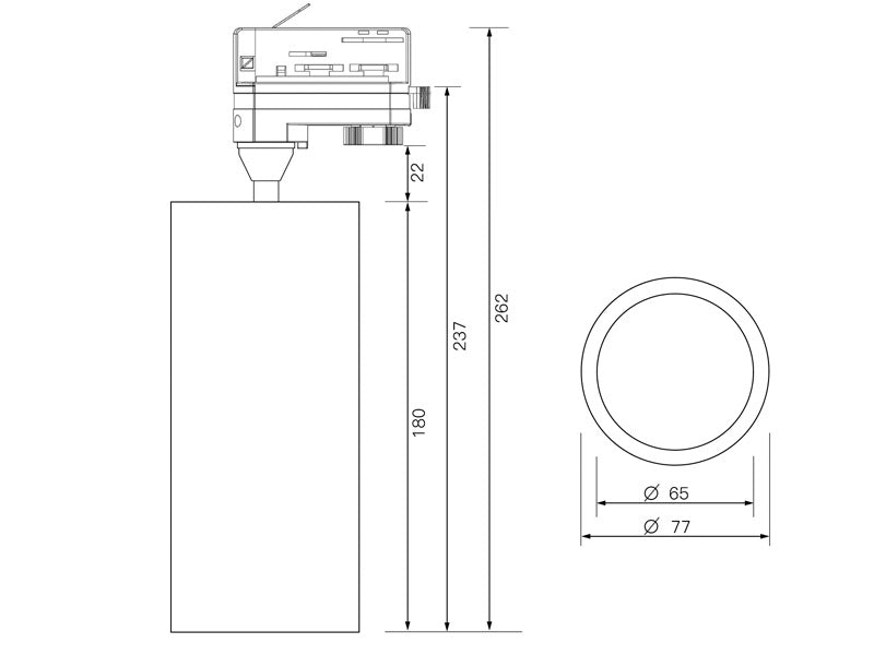 Foco para carril led con conector monofásico de calidad profesional con chip led OSRAM y driver certificado TUV con cuerpo en aluminio y lacado en color blanco mate, incluye conector a carril. CRI >90 que proporciona una luz espectacular.