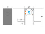 Carril de 2 metros de longitud de color negro para empotrar. Incorpora banda magnética y pistas eléctricas para conectar las luminarias MAGNETIC de forma rápida y fácil.