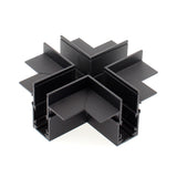 Pieza en forma de X para conectar dos tramos de carril magnético empotrado.