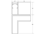 Pieza en forma de L para conectar dos tramos de carril magnético superficie.