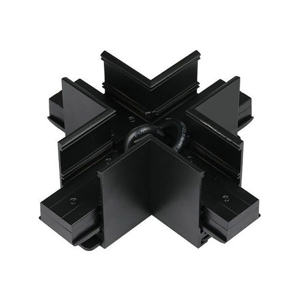 Pieza en forma de X para conectar dos tramos de carril magnético superficie.