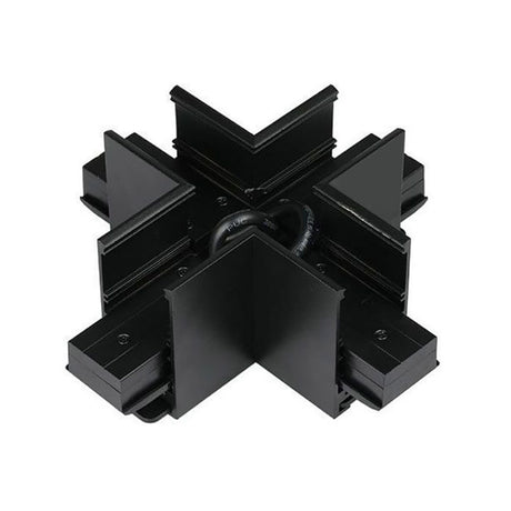 Pieza en forma de X para conectar dos tramos de carril magnético superficie.