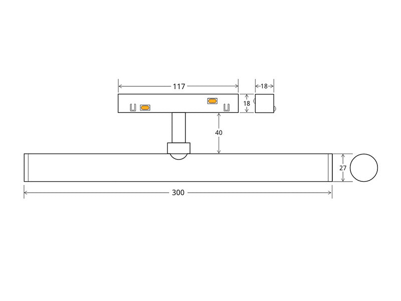 Luminaria Led para Carril Magnético. Orientable en cualquier posición. Instalación rápida y sencilla, insertar en el carril y listo para funcionar.