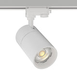 Foco de carril con conector monofásio y selector de temperatura de color blanco cálido, blanco neutro o blanco frío (todo en uno). Intensidad regulable por Triac. Indicado para todo tipo de iluminación técnica. Con un nuevo sistema de disipación térmica para alargar la vida del foco.