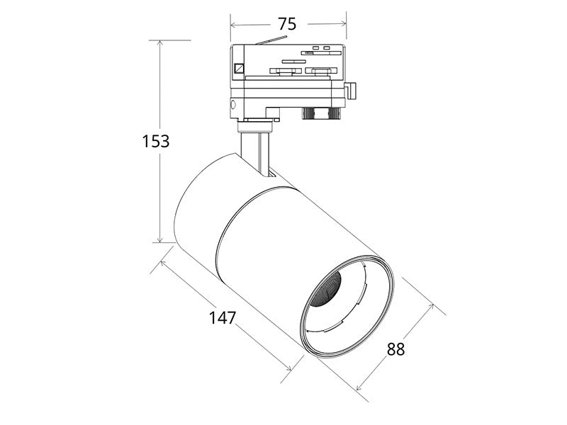 Foco de carril con conector monofásio y selector de temperatura de color blanco cálido, blanco neutro o blanco frío (todo en uno). Intensidad regulable por Triac. Indicado para todo tipo de iluminación técnica. Con un nuevo sistema de disipación térmica para alargar la vida del foco.