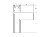 Pieza en forma de L para conectar dos tramos de carril magnético superficie de 16mm.