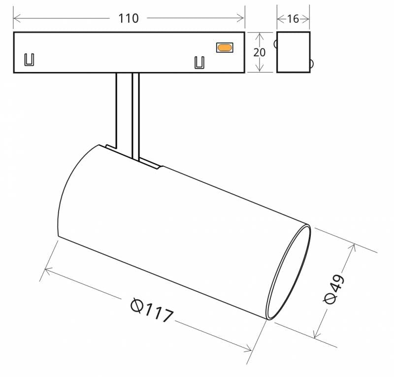 Luminaria Led para Carril Magnético 16mm. Instalación rápida y sencilla, insertar en el carril y listo para funcionar.
