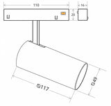 Luminaria Led para Carril Magnético 16mm. Instalación rápida y sencilla, insertar en el carril y listo para funcionar.